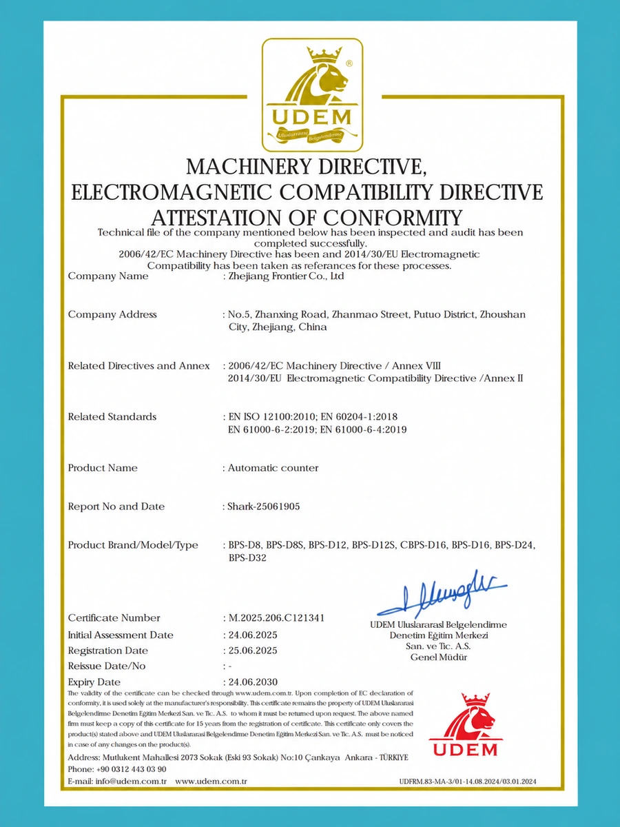 Automatic counter certificate