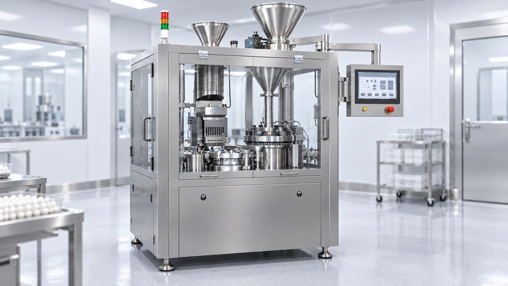 Fully automatic hard capsule filling machine in a clean production room